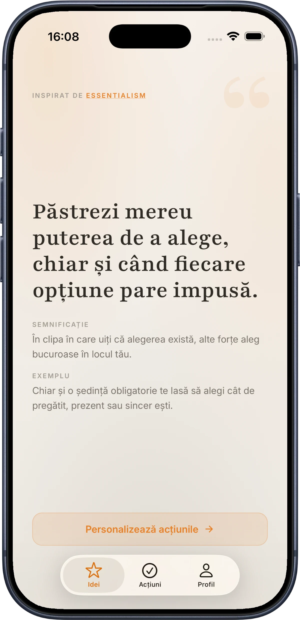 Fluxul de idei din Self, cu o idee inspirată dintr-o carte