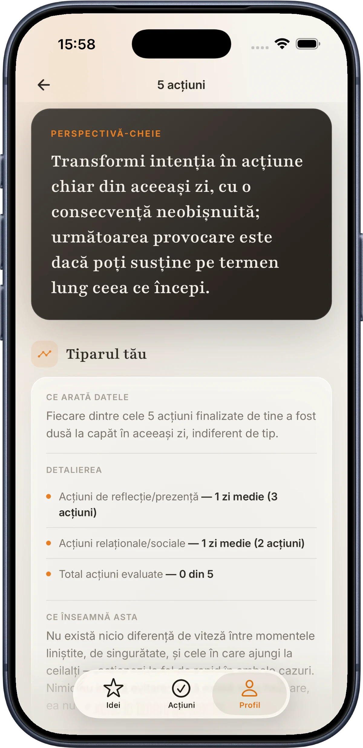 O perspectivă de dezvoltare din Self, care numește tiparul din spatele acțiunilor finalizate