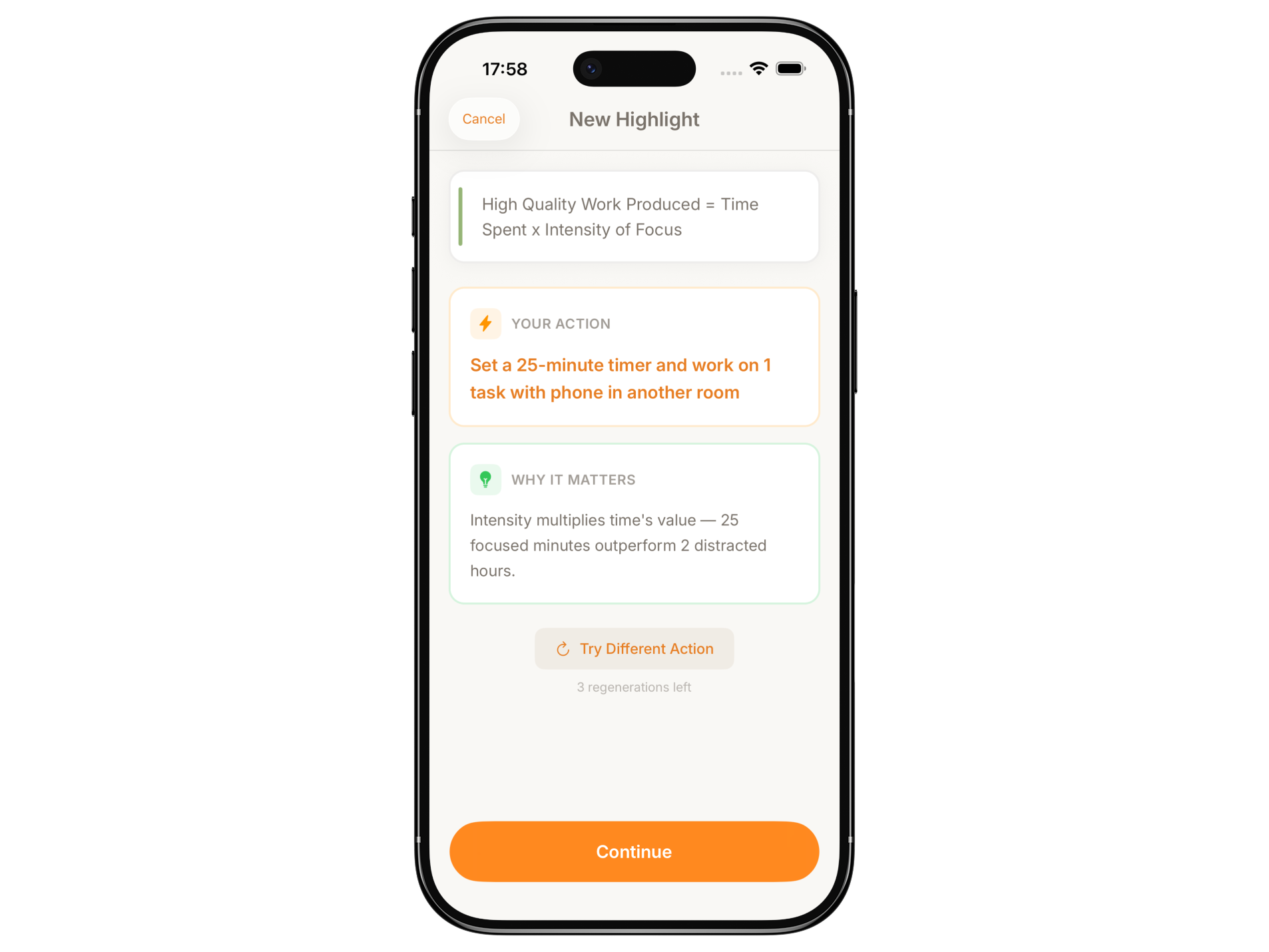 AI-generated actions feature